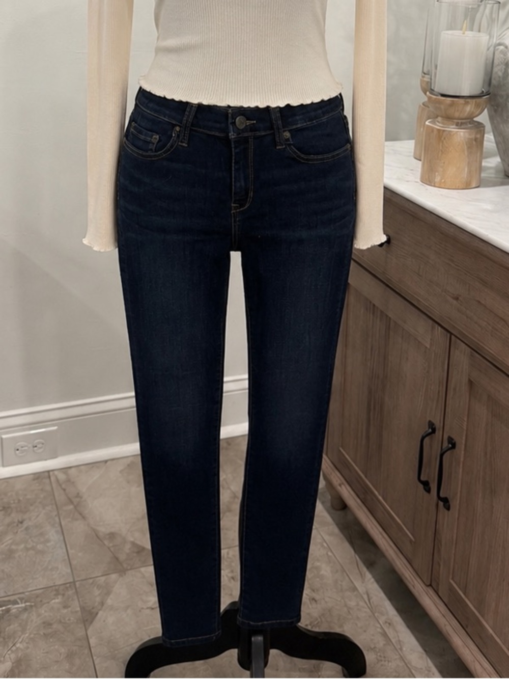 NWT Banana Republic Women's Sculpt Denim Skinny Jeans in Dark Indigo